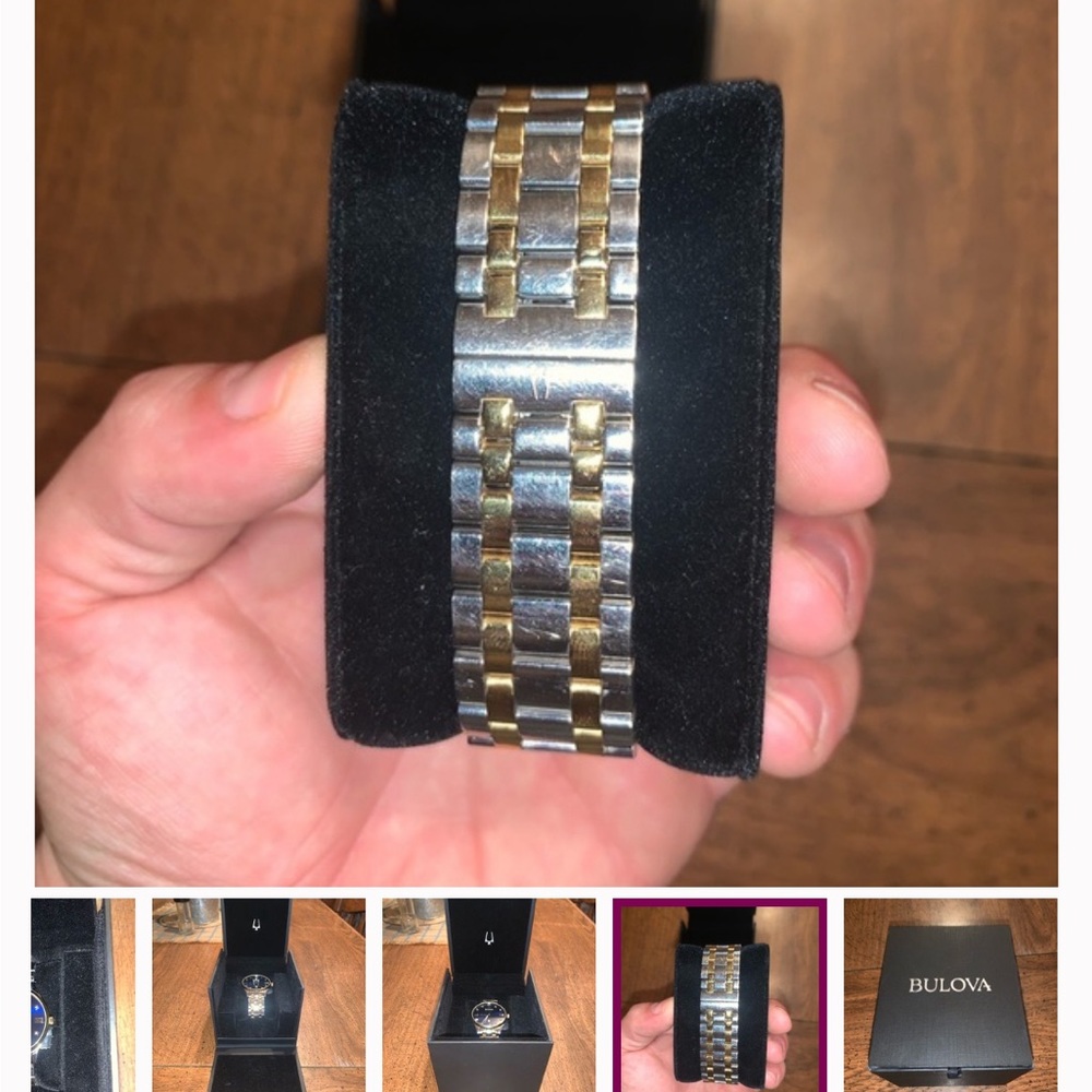Men’s Bulova watch- two tone (blue face). *Diamond accent as shown - Picture 4 of 6